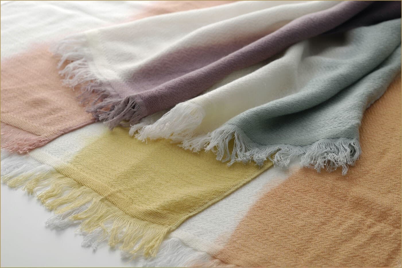 しぐれ織ウールコットンショートマフラー